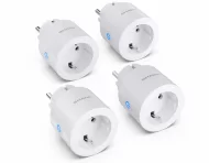 Priză inteligentă WiFi Sharp SG-PH01EW-4P, aplicație Sharp Life, control vocal, compatibilă cu Alexa și Google Assistant, Android/iOS, Alb