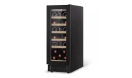 Racitor de vinuri Vestfrost WF G18, 19 sticle, Rafturi lemn, Control electronic, Usa reversibila, Iluminare LED, Clasa F, H 89 cm, Negru